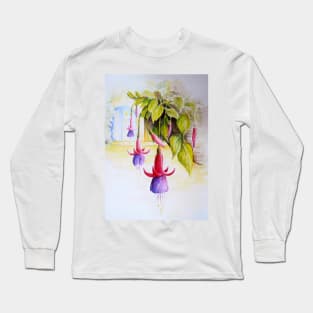 Fuchsias 1 Watercolour Painting Long Sleeve T-Shirt